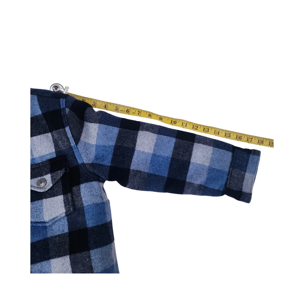 GAP Kids Boy's Work Shirt Jacket Shacket Lined Insulated Plaid Blue Gray, Size M